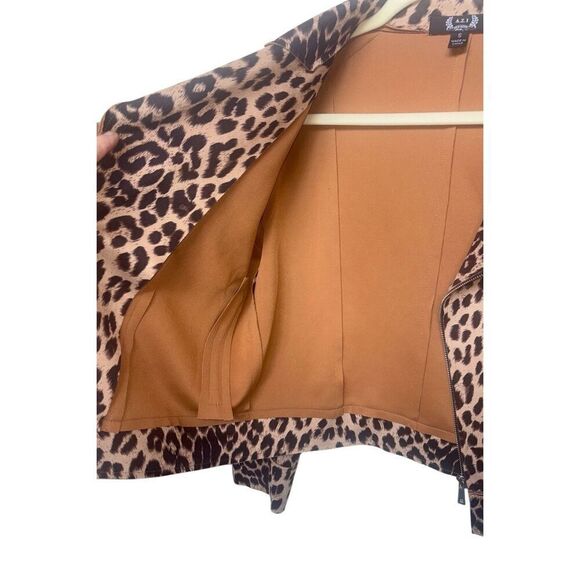 Azi Leopard Print Moto Jacket with Silver Hardware - Picture 11 of 16
